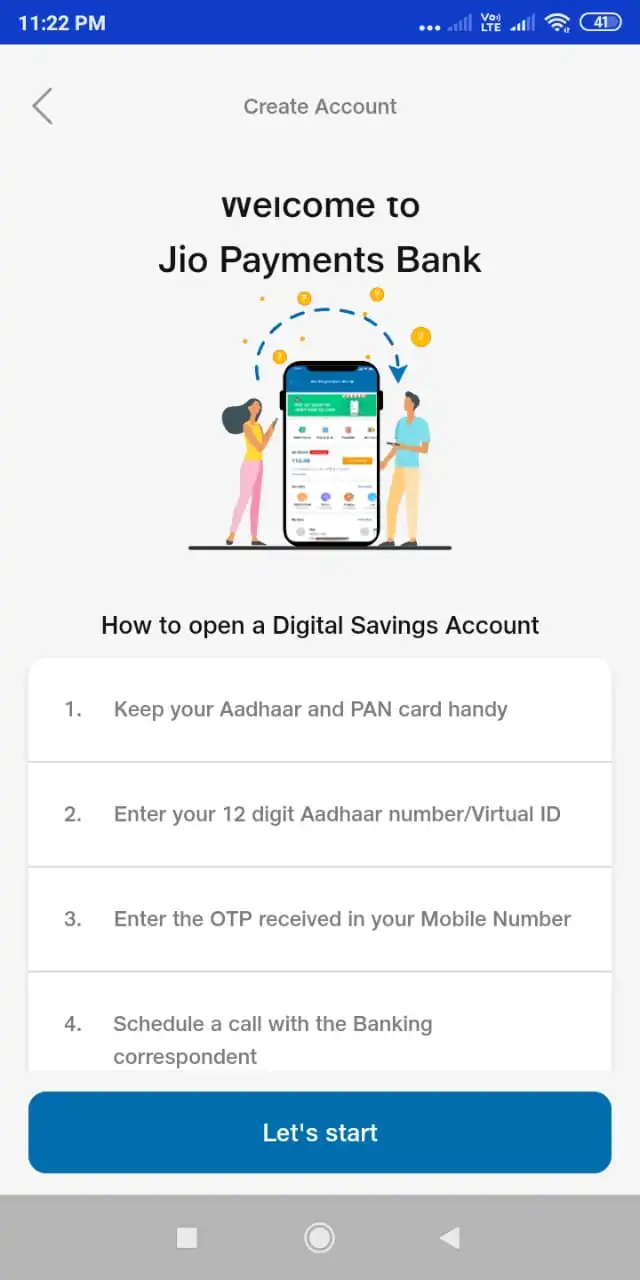 Jio payment bank account open online in hindi